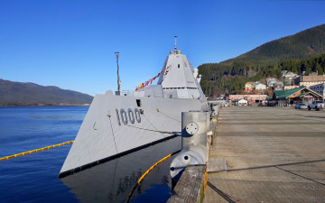 Картинка uss+zumwalt+ ddg-1000 корабли крейсеры +линкоры +эсминцы ракетный эсминец класс zumwalt военный корабль американский вмс сша