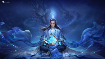 Картинка фэнтези маги +волшебники парень дракон