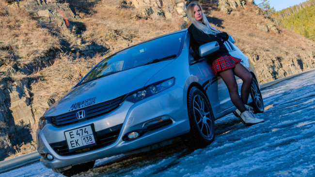 Обои картинки фото автомобили, -авто с девушками, honda, insight