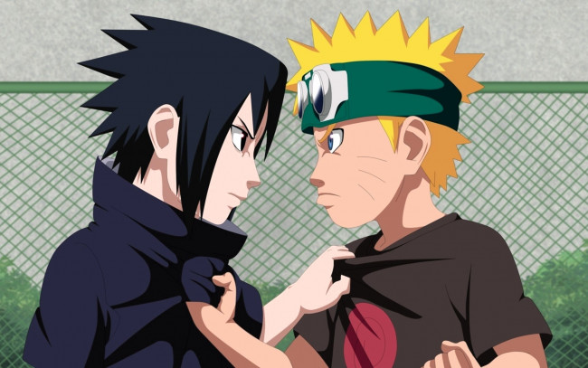 Обои картинки фото аниме, naruto, узумаки, наруто, учиха, саске