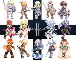 обоя видео игры, lineage ii,  the chaotic chronicle, персонажи, чиби