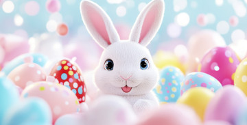 обоя праздничные, пасха, яйца, кролик