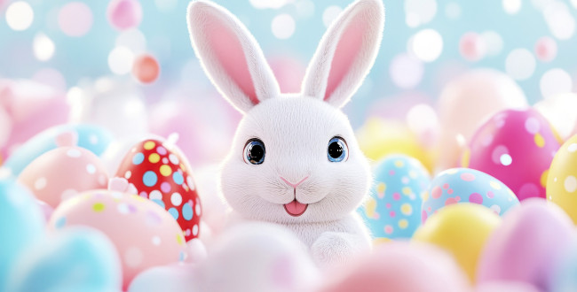 Обои картинки фото праздничные, пасха, яйца, кролик