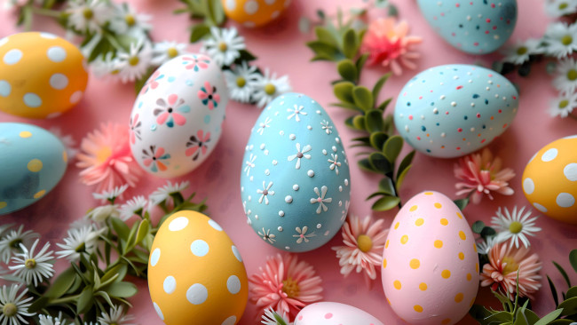 Обои картинки фото праздничные, пасха, яйца, цветы, нейросеть