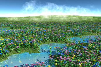 Картинка 3д графика flowers цветы вода