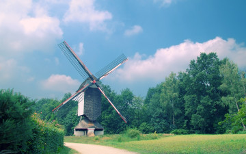 Картинка разное мельницы деревья небо мельница дорога