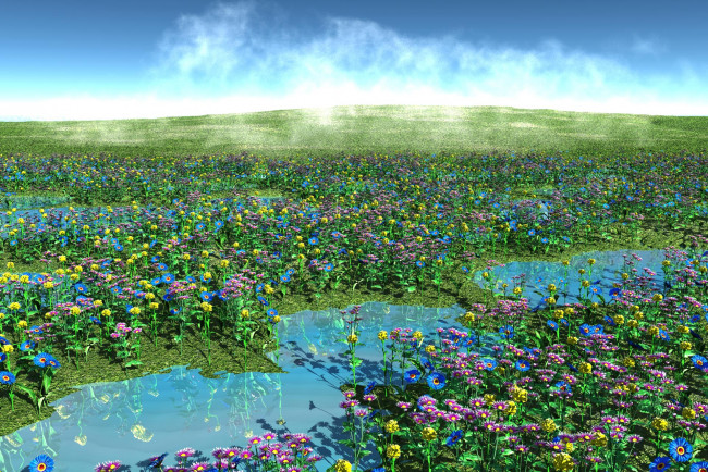 Обои картинки фото 3д, графика, flowers, цветы, вода