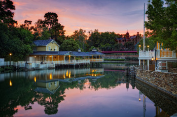 Картинка города диснейленд калифорния сша hdr дизайн анахайм парки ночь