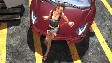 Картинка автомобили 3d+car&girl девушка автомобиль