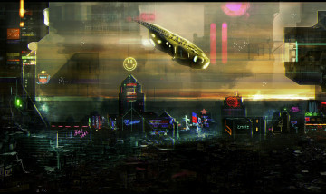 Картинка фэнтези иные+миры +иные+времена будущее мир иной такси аппарат летающий мегаполис