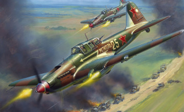 Картинка авиация 3д рисованые v-graphic самолеты истребители полет атака ил+2м