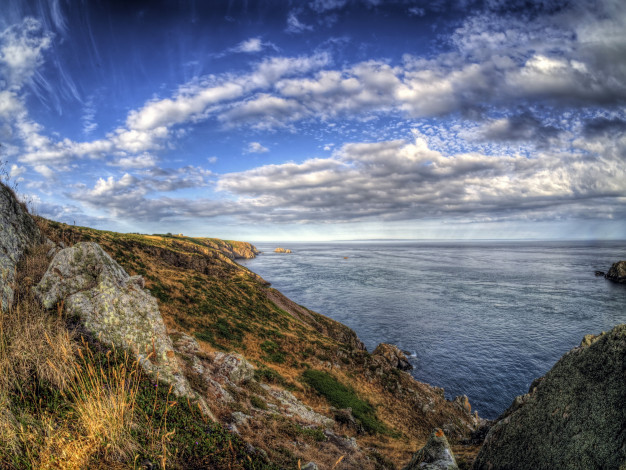 Обои картинки фото природа, побережье, море, великобритания, alderney, hdr
