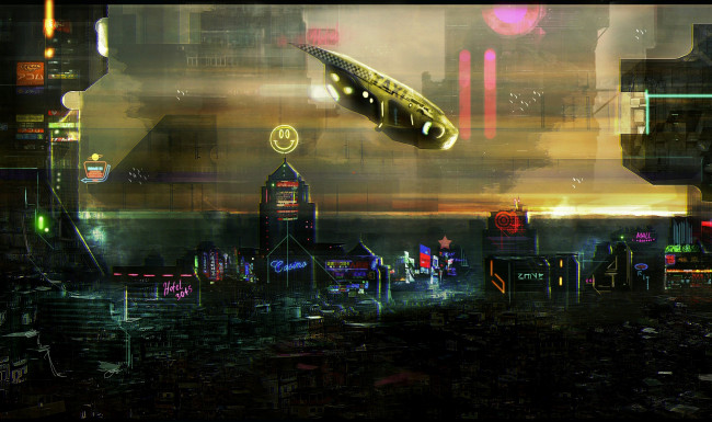 Обои картинки фото фэнтези, иные миры,  иные времена, будущее, мир, иной, такси, аппарат, летающий, мегаполис