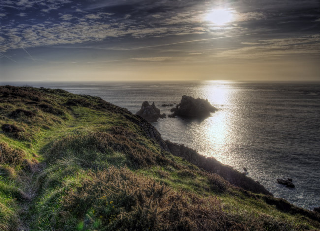 Обои картинки фото природа, восходы, закаты, горизонт, берег, океан