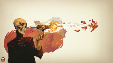 Картинка фэнтези нежить череп птица цветок арт рисунок