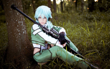Картинка фэнтези фотоарт gun gale online sword art девушка shinon asada shino cosplay