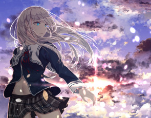 Картинка аниме unknown +другое фон взгляд девушка