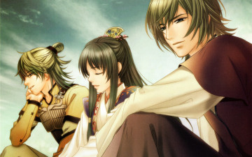 Картинка аниме unknown +другое трое друзья костюм прическа небо