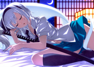 Картинка аниме touhou девушка взгляд фон