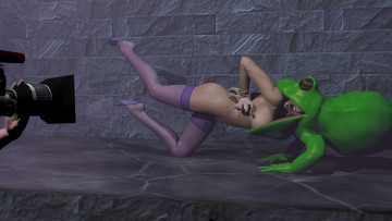 Картинка 3д+графика фантазия+ fantasy девушка взгляд фон лягушка