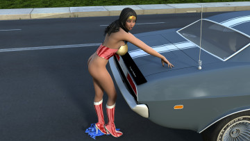 Картинка 3д+графика люди-авто мото+ people-+car+ +moto взгляд девушка фон