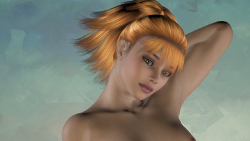 Картинка 3д+графика портрет+ portraits девушка взгляд фон