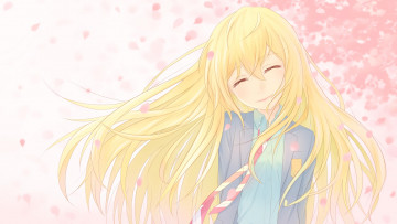 Картинка аниме shigatsu+wa+kimi+no+uso девушка взгляд фон