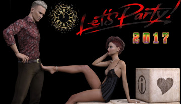 Картинка 3д+графика праздники+ holidays девушка взгляд фон парень