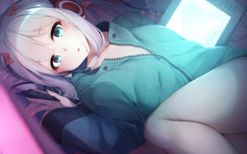 Картинка аниме eromanga-sensei девушка взгляд фон