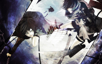 Картинка аниме shingeki+no+kyojin двое