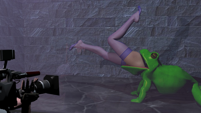 Обои картинки фото 3д графика, фантазия , fantasy, девушка, взгляд, фон, лягушка