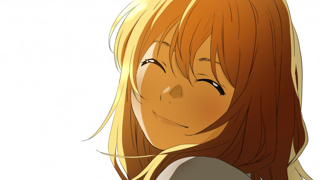 Обои картинки фото аниме, shigatsu wa kimi no uso, девушка, взгляд, фон