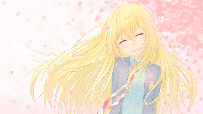 Обои картинки фото аниме, shigatsu wa kimi no uso, девушка, взгляд, фон