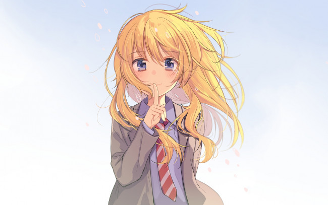 Обои картинки фото аниме, shigatsu wa kimi no uso, девушка, взгляд, фон