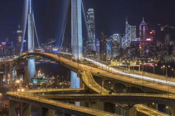 Картинка stonecutters`+bridge& 65292 hongkong города гонконг+ китай простор