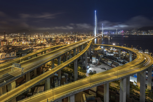 Обои картинки фото stonecutters` bridge&, 65292, hongkong, города, гонконг , китай, простор