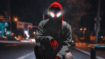 Картинка spider-man +into+the+spider-verse рисованное комиксы человек-паук через вселенные постер мультфильм