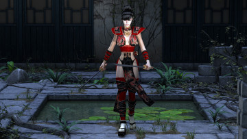 Картинка 3д+графика люди+ people девушка фон кимоно меч