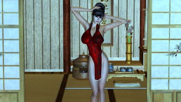 Картинка 3д+графика люди+ people девушка фон платье