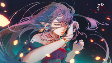 Картинка аниме животные +существа девушка эльф слезы