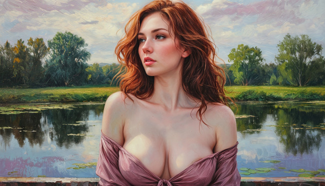 Обои картинки фото рисованное, люди, девушка, нейросеть