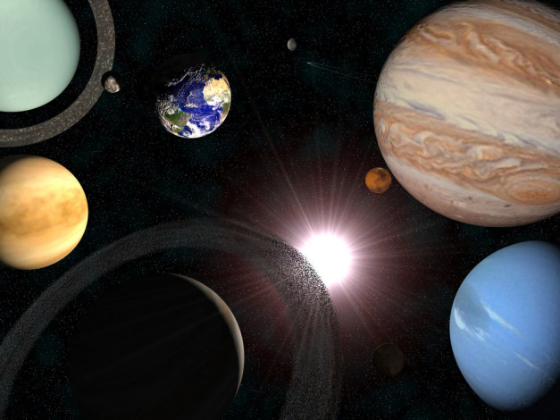 Обои картинки фото планеты, их, спутники, космос, арт