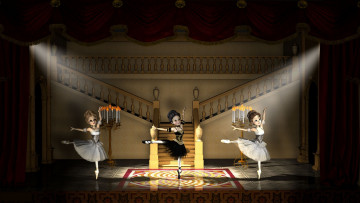 Картинка 3д графика people люди танец лесница прожектора