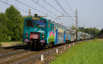 Картинка техника электрички рельсы провода поезд