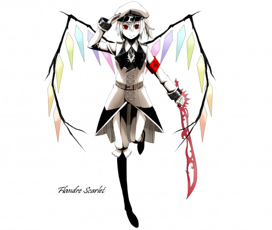 Обои картинки фото аниме, touhou, flandre, scarlet