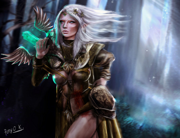 Обои картинки фото 3д, графика, elves, эльфы, девушка, волосы, доспехи