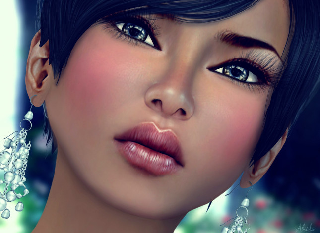 Обои картинки фото 3д, графика, portraits, портрет, азиатка, лицо