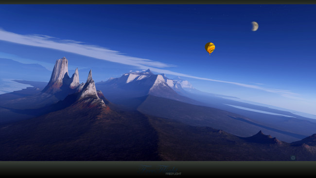 Обои картинки фото 3д, графика, nature, landscape, природа, горы, шары, лкна