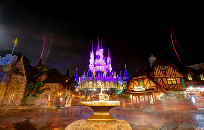 Обои картинки фото города, диснейленд, замок, золушки, иллюминация