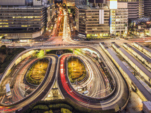 Картинка города токио+ Япония дороги ночь дома япония огни токио